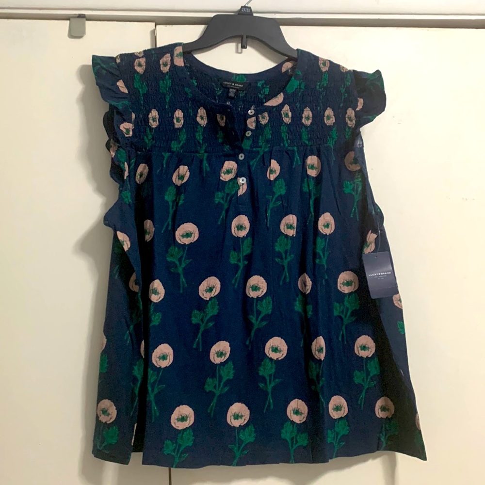 Ruffled cap sleeve floral summer tunic top